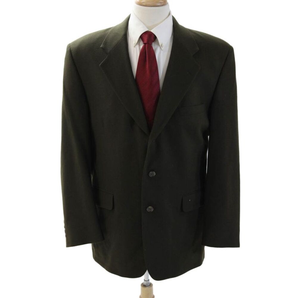Fioravanti Mens Green 100% Wool Collared Blazer Button Long Sleeve Size 38